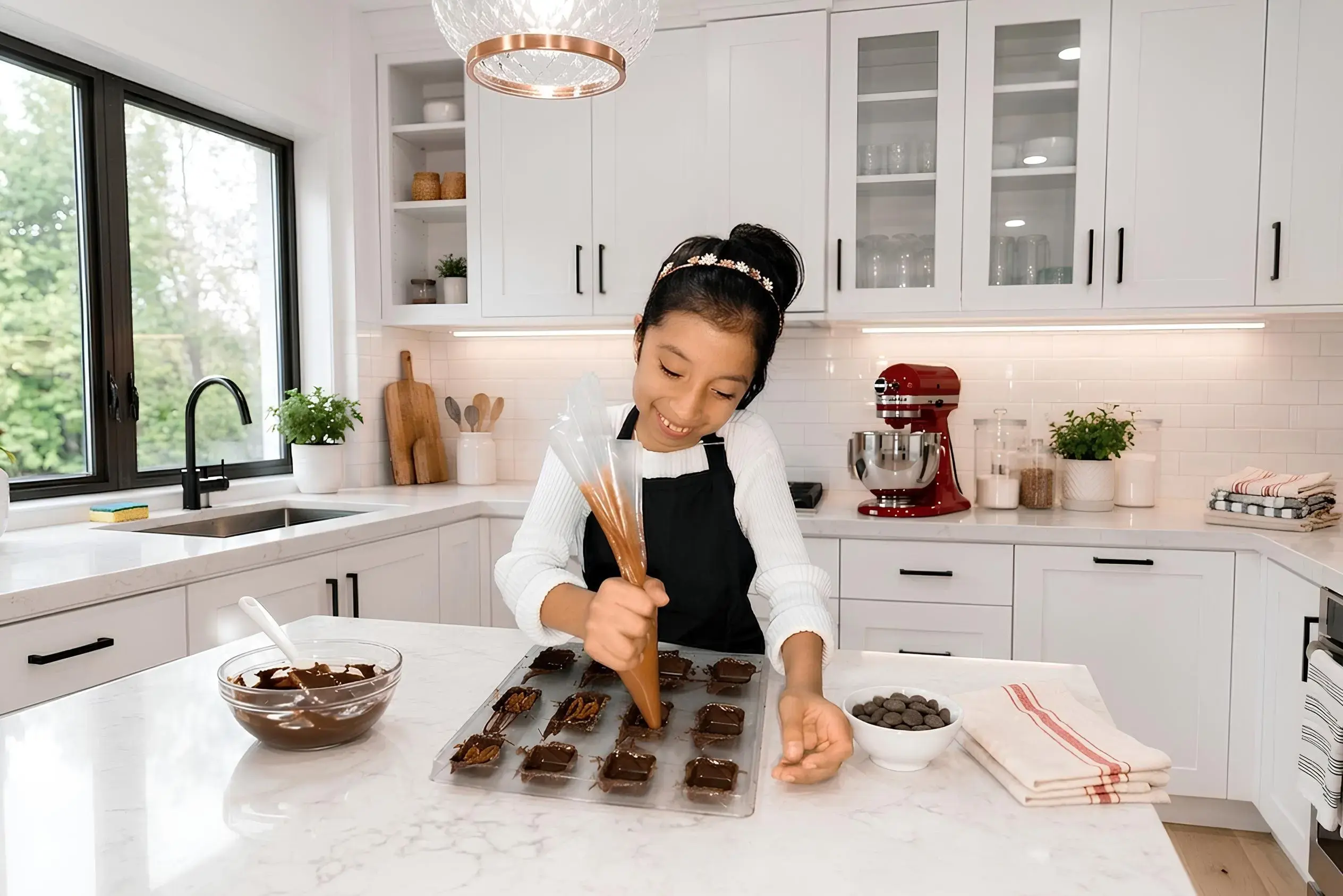 Isa, fundadora de la idea detrás de Chocoisa Bakery, preparando chocotejas artesanales